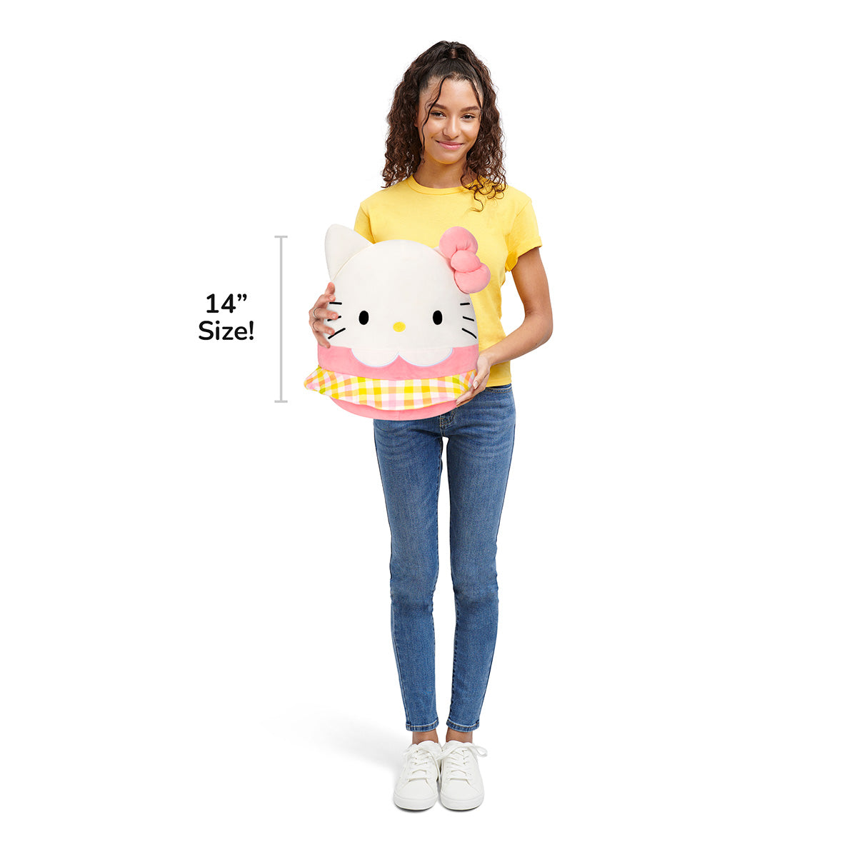 Hello Kitty and Friends 14-Inch Hello Kitty Wearing Gingham Skirt Squishmallows - Image 5
